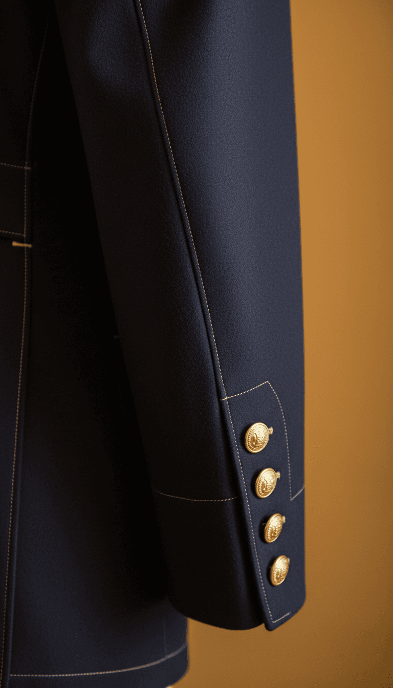 BROSIS uniform construction details showing quality stitching and design