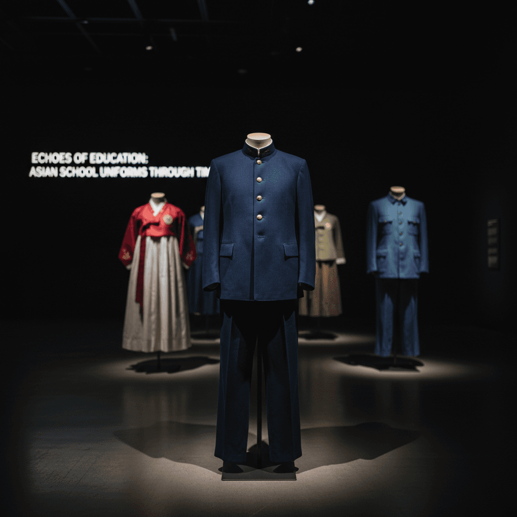 Collection of Eastern school uniforms displayed in heritage exhibition