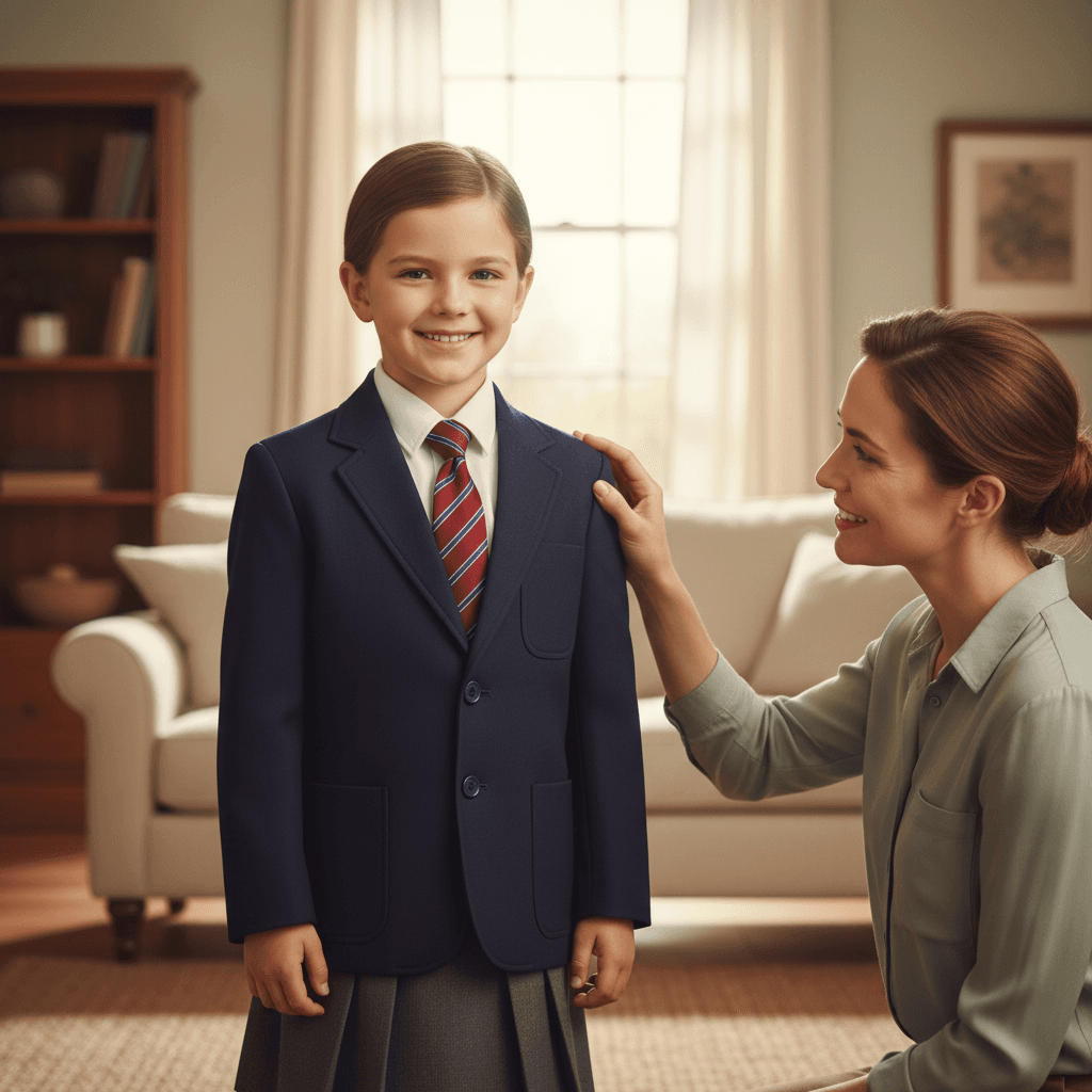 Parent and child exploring BROSIS school uniforms