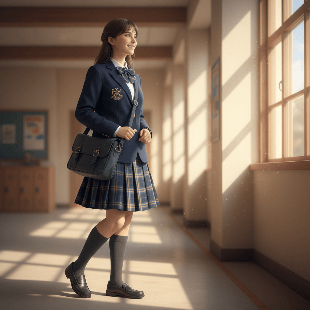 Student in BROSIS school uniform demonstrating growth-oriented design