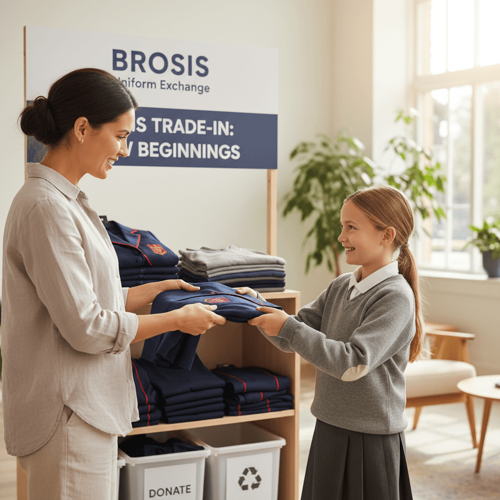 Parent and child participating in the BROSIS trade-in service exchange
