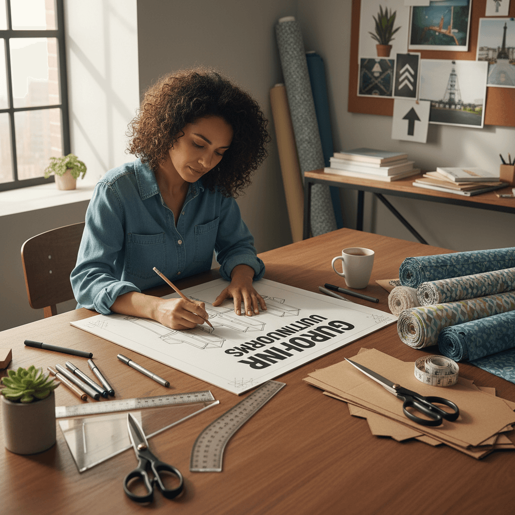 Designer sketching growth-oriented uniform patterns and designs