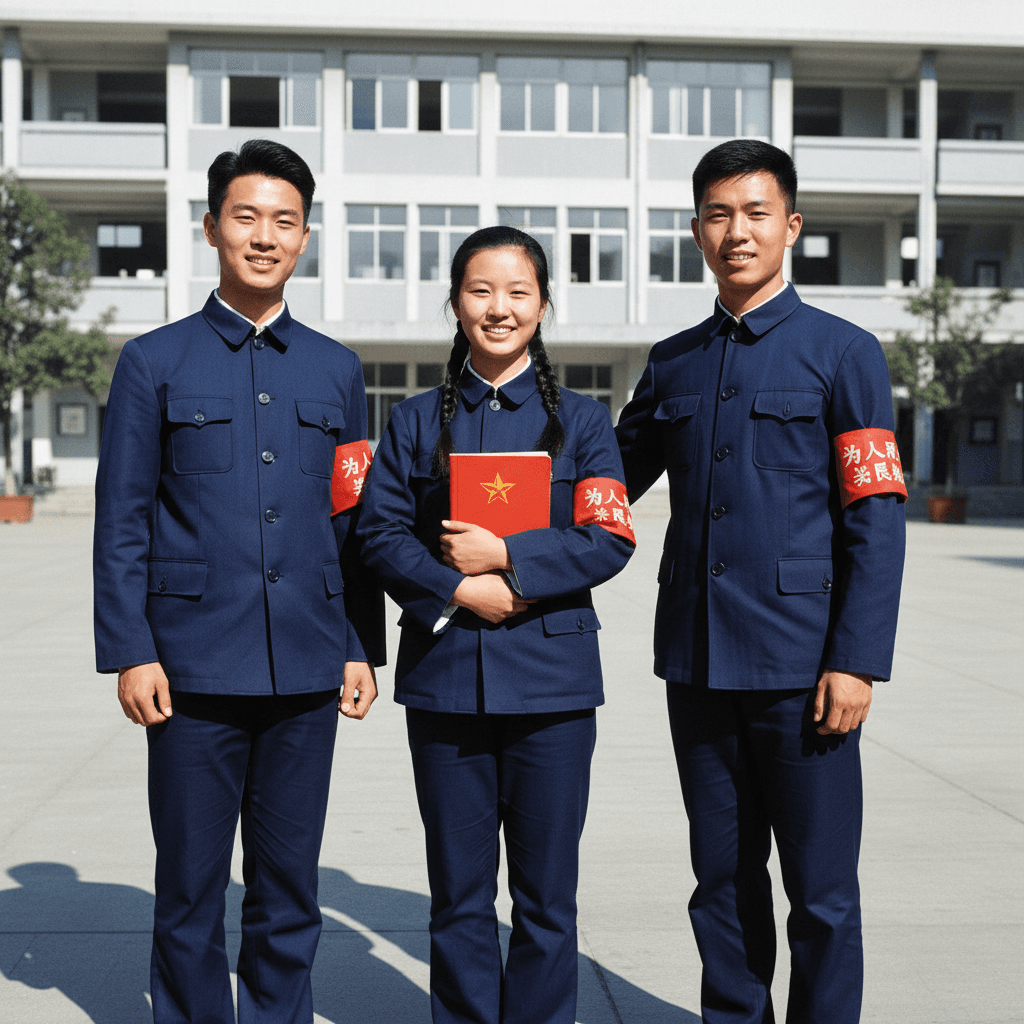 1970s students in Mao-suit influenced navy uniforms