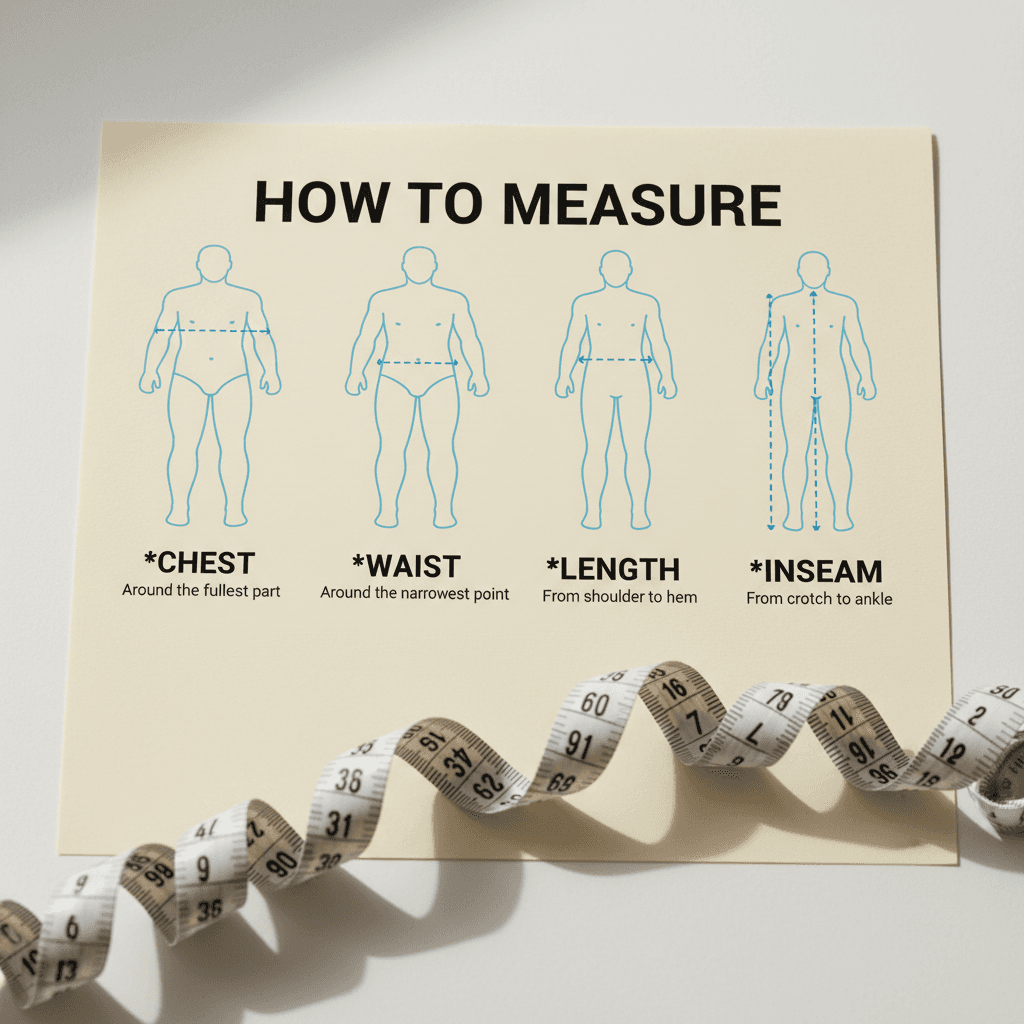 Detailed measurement guide section showing how to properly measure children