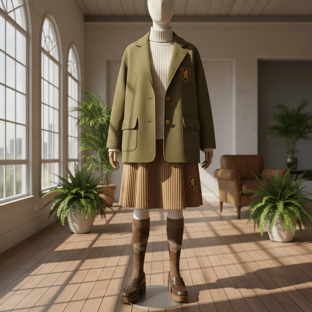 1970s transitional school uniform with relaxed silhouette