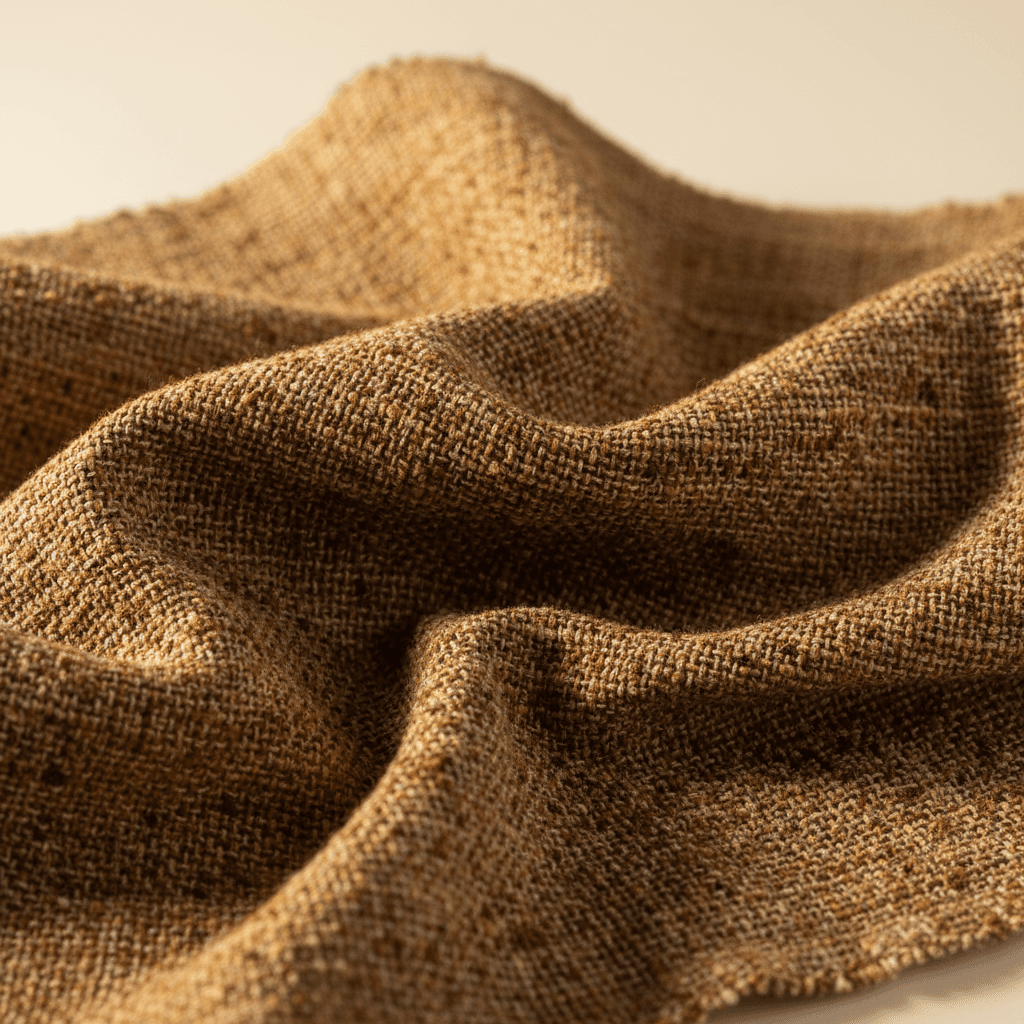 Close-up texture of sustainable fabric made from coffee ground materials