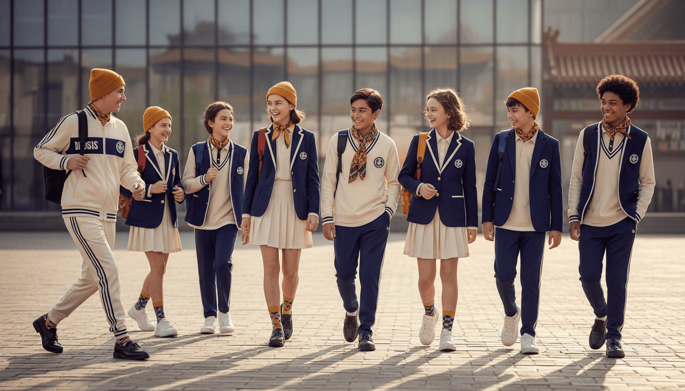 Students wearing BROSIS school uniforms in sporty and formal styles