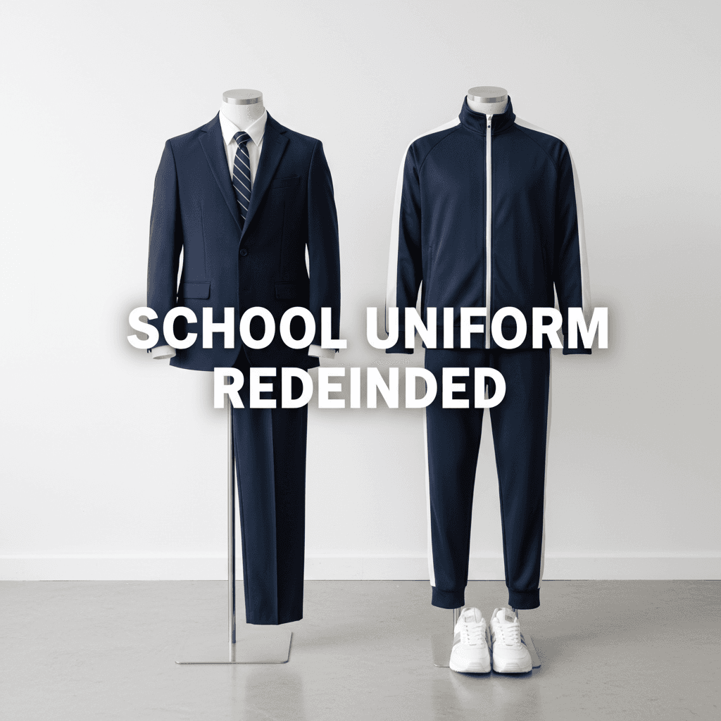 Modern school uniform blending formal and athletic style elements
