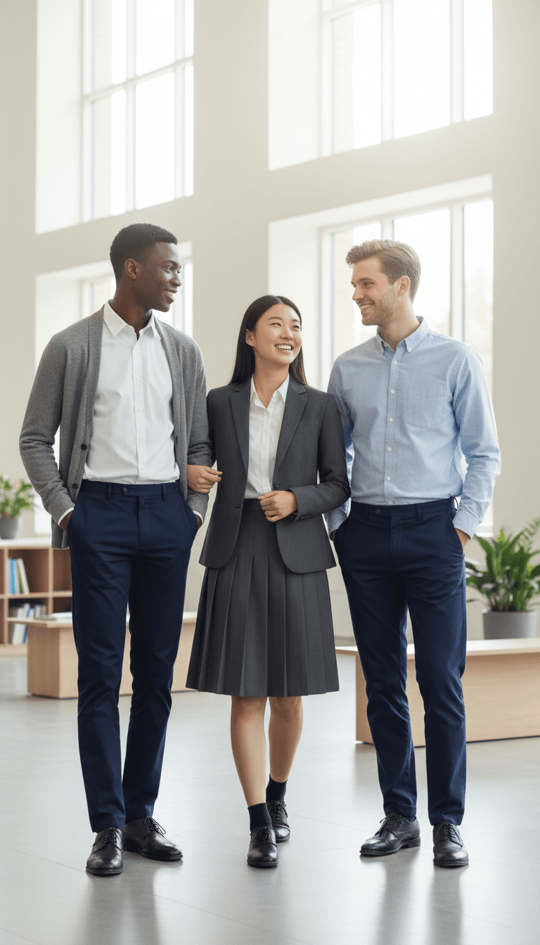 Student wearing a BROSIS school uniform in a classroom setting